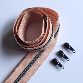 Reissverschluss & Zipper im Set (Gunmetal/Nude)